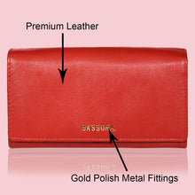 Load image into Gallery viewer, Sassora Genuine Premium Leather Medium Red RFID Purse For Women