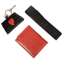 Load image into Gallery viewer, Sassora Genuine Premium Leather Women&#39;s Wallet, Keychain and Pencase Valentine&#39;s Combo Set (for her)