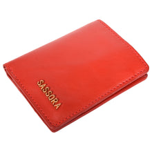 Load image into Gallery viewer, Sassora Genuine Leather Small Red Women RFID Protected Card Holder