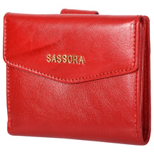 Load image into Gallery viewer, Sassora Premium Leather Medium Red RFID Protected Women Wallet