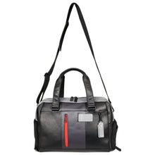Load image into Gallery viewer, Sassora Genuine Premium Leather Black Grey Navy Large Travel Duffle Bag