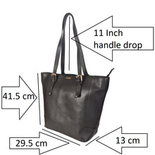 Load image into Gallery viewer, Sassora Genuine Leather Women&#39;s Large Black Tote Bag
