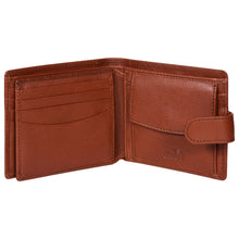 Load image into Gallery viewer, Sassora Genuine Leather Medium Brown RFID Button Closure Men&#39;s Wallet