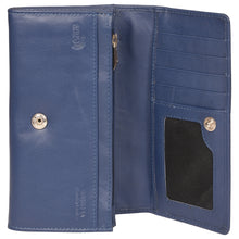 Load image into Gallery viewer, Sassora Genuine Leather Medium Blue RFID Women Travel Wallet
