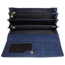 Load image into Gallery viewer, Sassora Genuine Leather Medium Blue RFID Women Travel Wallet
