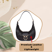 Load image into Gallery viewer, Sassora High Quality Premium 100% Leather Women&#39;s Black Party Moon Bag