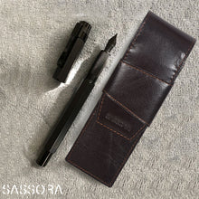 Load image into Gallery viewer, Sassora Genuine Premium Leather Dark Brown fountain pencase (Set of 1)

