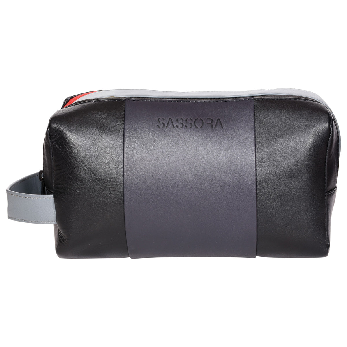 Sassora Genuine Leather Unisex Black Navy Grey Medium Size Travel Pouc