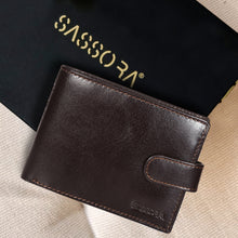 Load image into Gallery viewer, Sassora Leather Medium Dark Brown RFID Men&#39;s Wallet (9 Card Slots)
