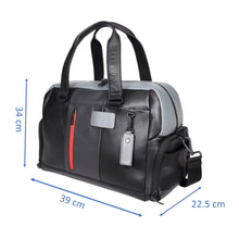 Load image into Gallery viewer, Sassora Genuine Premium Leather Black Grey Navy Large Travel Duffle Bag