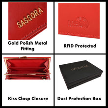 Load image into Gallery viewer, Sassora Premium Leather Medium Size Red RFID Protected Women Purse