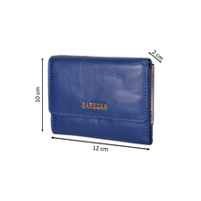 Load image into Gallery viewer, Sassora Genuine Leather Small Blue RFID Protected Women Wallet
