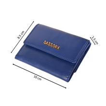 Load image into Gallery viewer, Sassora Genuine Leather Medium Blue RFID Women Wallet